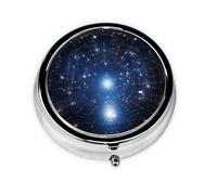 Cielo estrellado. Este pequeño pastillero redondo de viaje de tres compartimentos es perfecto para almacenar medicamentos diarios, vitaminas y sobre la marcha.