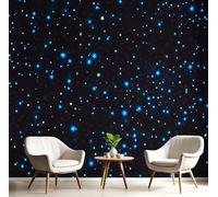 Cielo Estrellado Fantasía Papel Pintado Impreso En 3D, 300×210 Cm Pared Papel Pintado, Estrella Brillante Decoración De Paredes Para Salón Dormitorio Pasillo Comedor, Negro