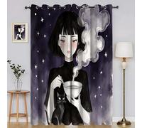 Cielo Estrellado Morado Cortinas Opacas Paquete de 2, Chicas de Dibujos Animados Cortina, Puede Proteger Contra el Frío y el Calor, Adecuadas Para Dormitorios y Salas de Estar, 107An x 160Al cm