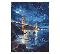 Cielo estrellado Pintar por Numeros Adultos 55x40 cm Pintura por Numeros Adultos Puente Golden Gate para Decoracion Pared, Paint by Numbers Adult para Cuadros Decoracion Salon Modernos JLYH-4193