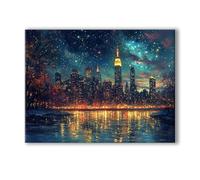 Cielo estrellado Pintar por Numeros Adultos Ciudad DIY Pintar por Numeros con Marco 20x30cm Manualidades Adultos, Paint by Numbers Adult con 3 Pinceles y Pigmento Acrílico, Home Wall Decor 0R-1312