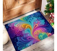 Cielo Estrellado Psicodélico Felpudo Interior, Colorido Personalizado Suave Antideslizante Fácil De Limpiar Felpudo para Puerta De Casa Entrada Balcón, 50 x 80 cm - Vistoso