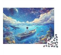 Cielo Estrellado Sueños Barco Puzzle de 1000 Piezas Papel Puzzle para Adultos Océano Relajación Hogar Regalo 52x38cm/1000pcs