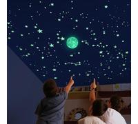 CIELO Exacto en tu habitación Alcrea®, sencillo o doble, Juego Educativo para toda la Familia, con Estrellas fluorescentes para techo, Luna realista, Plantilla de 2 m2, Mapas y más. Regalo decorativo