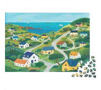 Cielo, mar,Pueblo Rompecabezas Sostenibles Estampados para Adultos De Madera De 1000pcs (75x50cm)