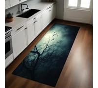 Cielo Nocturno Alfombra de Cocina 50 x 80 cm Murciélagos y Ramas Antideslizante y Lavable, Camino Multiusos Resistente al Desgaste, Antimanchas, Ideal para Bajo Fregadero y Fogones