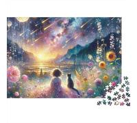 Cielo Nocturno de Meteoros Puzzle de 1000 Piezas Papel para Adultos Campo de Flores Relajación Enfoque Hogar Regalo 52x38cm/1000pcs