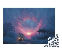 Cielo Nocturno Fantástico Puzzle de 1000 Piezas para Adultos Escena de Tren Set de Puzzle 1000 Piezas Relajación Decoración Regalo 52x38cm/1000pcs