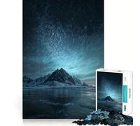 Cielo Nocturno sobre montañas Nevadas en Islandia Rompecabezas de 1000 Piezas para Adolescentes Ideal para estimular la Memoria Reducir el estrés y Crear Rompecabezas de Corte Suave Regalo artístico