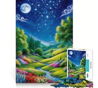 Cielo Nocturno sobre un Valle exuberante Rompecabezas de 1000 Piezas para Adultos Regalos Juego de ingenio Ocio Diversión Calidad Precioso Regalo (50x75cm)