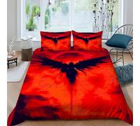 Cielo Rojo Alas Negras Funda De Edredón 3 Piezas 3D Impresa Dark Winged Red Sky con Cremallera Y Funda De Almohada King（220x240cm） Microfibra Ropa De Cama para Adultos Y Niñas