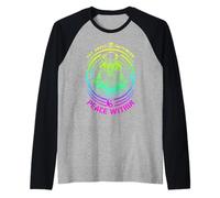 Cielo sobre la Tierra Bajo Paz Dentro Yoga Astronauta Zen Om Camiseta Manga Raglan