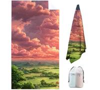 Cielo Toalla Playa Microfibra Grande 150 x 75 cm Toalla Gimnasio Hombrecon Bolsa de Almacenamiento, Toallas de Playa de Secado Rápido y Sin Arena, Beach Towel Ligeras para Playa, Viajes - Rosado 74-T