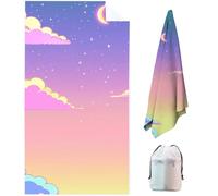 Cielo Toalla Playa Microfibra Grande 150 x 75 cm Toalla Gimnasio Hombrecon Bolsa de Almacenamiento, Toallas de Playa de Secado Rápido y Sin Arena, Beach Towel Ligeras para Playa, Viajes - Azul IL-4