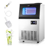 CIELOBLOEN Máquina para Hacer Hielo Comercial, 45 kg/24 h, 36 Cubos de Hielo/Ciclo, máquina de Hielo para Colocar bajo encimera de Acero Inoxidable, 2 Modos de Entrada de Agua, autolimpieza