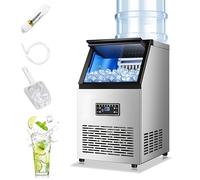 CIELOBLOEN Máquina para Hacer Hielo Comercial, 45 kg/día, 40 Cubos/Lote, bajo encimera/empotrada/Independiente, Acero Inoxidable, Filtro de Agua, para Uso doméstico y Comercial.