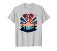 Cielos Rojos, Blancos y Azules Camiseta, Hombre, Plata, 3XL