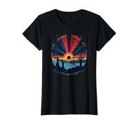 Cielos Rojos, Blancos y Azules Camiseta, Mujer, Negro, 3XL