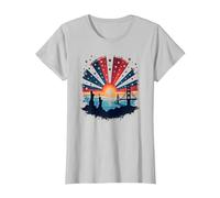Cielos Rojos, Blancos y Azules Camiseta, Mujer, Plata, 3XL