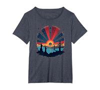 Cielos Rojos, Blancos y Azules Camiseta, Mujer Tallas Grandes, Azul Jaspeado, 3XL Grande