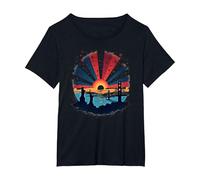 Cielos Rojos, Blancos y Azules Camiseta, Mujer Tallas Grandes, Negro, 3XL Grande