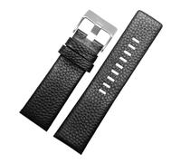 CIEMJSYNF Correa de reloj de cuero compatible con relojes Diesel DZ1405 4323 4344 4427 7257 4283 Pulsera con hebilla en relieve 24 26 28 mm Correa de reloj(Black silverbuckle,27mm)