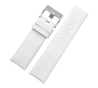 CIEMJSYNF Correa de reloj de cuero compatible con relojes Diesel DZ1405 4323 4344 4427 7257 4283 Pulsera con hebilla en relieve 24 26 28 mm Correa de reloj(White steel buckle,30mm)