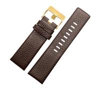 CIEMJSYNF Correa de reloj de cuero compatible con relojes Diesel DZ1405 4323 4344 4427 7257 4283 Pulsera con hebilla en relieve 24 26 28 mm Correa de reloj(Brown Gold Buckle,28mm)