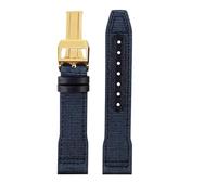 CIEMJSYNF Correa de reloj de lona de nailon for deportes al aire libre, Compatible con IWC Pilot Mark XVIII Spitfire Portugal Series, 20, 21 y 22MM(Blue Gold B,21mm Width)