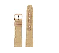 CIEMJSYNF Correa de reloj de lona de nailon for deportes al aire libre, Compatible con IWC Pilot Mark XVIII Spitfire Portugal Series, 20, 21 y 22MM(Khaki rose gold A,20mm Width)