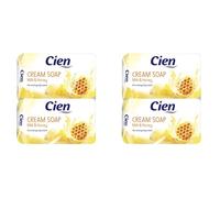 Cien Jabón crema de leche y miel con aceite de almendras sin microplástico, 4 x 150 g (= 600 g)