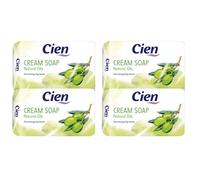 Cien Jabón crema de oliva con aceite de oliva, sin microplástico, vegano, 4 unidades de 150 g (= 600 g)