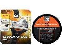 Cien Men 12 Cuchillas de repuesto para sistema de afeitado DYNAMIC 5 PRO de 5 cuchillas (3 x 4 unidades) + crema protectora para la piel Cien Men Skin Protection Cream (75 ml)