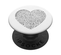 Ciencia Doodle Corazón Física Química Biología PopSockets PopGrip Adhesivo