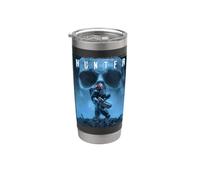 Ciencia Ficción Cyberpunk Soldado Hunter Skull Gamer Vaso térmico de acero inoxidable de doble pared