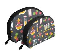 Ciencia quimica, Bolsa de Maquillaje de Concha, Monedero pequeño para Mujer, Bolsa de artículos de tocador, Bolsa de cosméticos, 2 Piezas