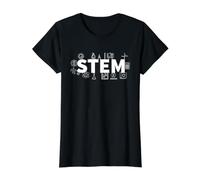 Ciencia, Tecnología, Ingeniería y Matemáticas - Stem Camiseta gráfica económica, Mujer, Negro, S