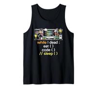 Ciencias de la Computación Python Programador Comer Código Sleep Software Camiseta sin Mangas