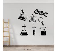 Ciencias pegatinas de pared clase de ciencias química física biológica decoración de paredes vinilo negro