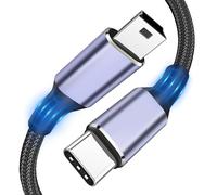 Cieoaos Cable USB C a Mini USB de 91 cm - Carcasa de aluminio trenzado - Durable - Mini-B 5 pines a tipo C - Cable OTG para Hero 3+ Mando PS3, Cámara Canon Nikon, GPS, Blue Yeti