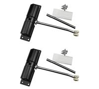 Cierrapuertas automático ajustable con correa negra y resorte de aleación de zinc, 2 unidades