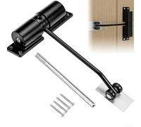 Cierrapuertas automático para puertas de 30 kg con mecanismo de resorte ajustable y herrajes de montaje para movimiento silencioso y fiable de puerta interior (negro)