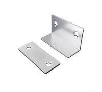 Cierrapuertas magnético invisible con fuerte poder de cierre para armarios, cajones y armarios, pestillo magnético en forma de L para muebles (plateado)