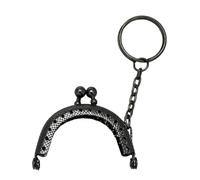 Cierre Bolso 2 piezas de marco metal con patrón vintage for monedero, cierre beso, hebilla bloqueo for bolso, fabricación artesanal para Bricolaje(Black)