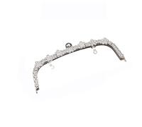 Cierre de beso metal con forma flor diamante 22 cm for bolso mano lujo Para bolsos DIY(Silver)