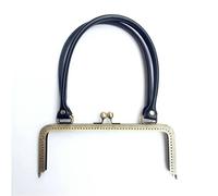 Cierre De Bolso De Mano Asa metálica for marco de bolso, 2 uds., 24cm, cierre de broche Kiss, tono bronce antiguo for hacer bricolaje, bolso de mano, accesorio de PU(Black handle)