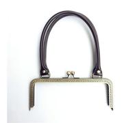 Cierre De Bolso De Mano Asa metálica for marco de bolso, 2 uds., 24cm, cierre de broche Kiss, tono bronce antiguo for hacer bricolaje, bolso de mano, accesorio de PU(Coffee handle)