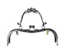 Cierre De Bolso De Mano Asa metálica for marco de bolso de 20,5 cm, accesorios for bolso de mano, cierre de broche de beso DIY, grabado en bronce, Hardware for bolso en forma de M(Black)