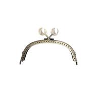 Cierre De Bolso De Mano Cartera de perlas Retro con marco mango Metal en forma arco, bolso mano DIY, cierre broche Kiss, asa, accesorios para manualidades(2)