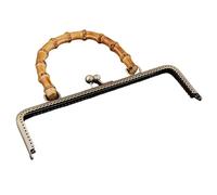 Cierre de bolso de mano Cierre de boquilla con marco metálico y asa bambú for monedero DIY, accesorios for bolsos, herrajes a tono para Bricolaje(A Bronze 25cm)